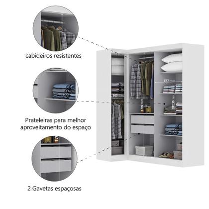 Imagem de Quarto Modulado De Canto Madrid Com 5 Portas E 2 Gavetas Maxel