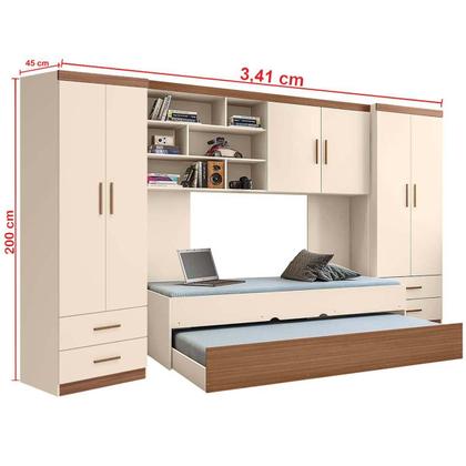Imagem de Quarto Modulado Juvenil Completo Com Bicama Solteiro
