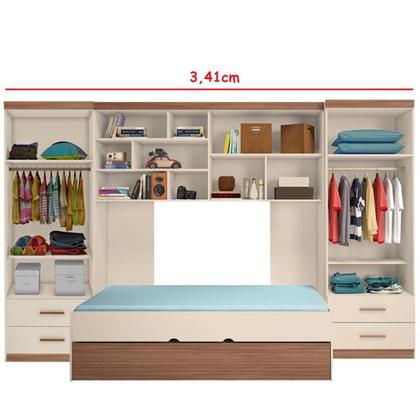 Imagem de Quarto Modulado Juvenil Completo Com Bicama Solteiro