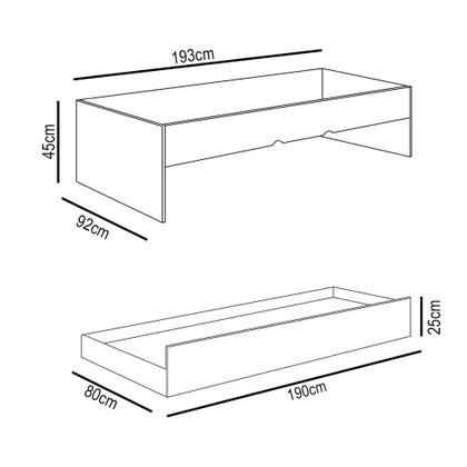 Imagem de Quarto Modulado Juvenil Completo com Guarda Roupa, Cama de Solteiro e Cama Auxiliar