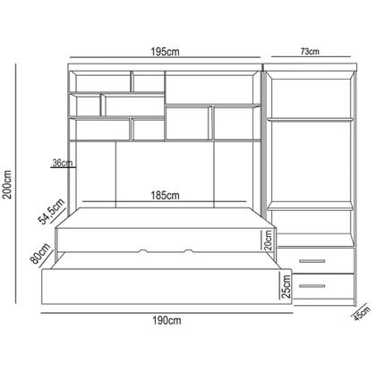 Imagem de Quarto Modulado Juvenil Completo com Guarda Roupa, Cama de Solteiro e Cama Auxiliar