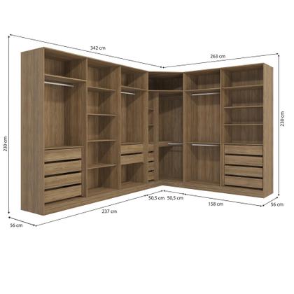 Imagem de Quarto Modulado Kappesberg Adapt Nogueira 12 Portas 342cm x 263cm