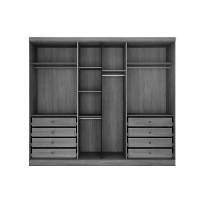 Imagem de Quarto Modulado Rizon 5 Peças (1 Armário Ponte + 1 Closet + 2 Guarda Roupas + 1 Complemento) QC204 Neve - Novo Horizonte