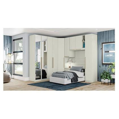 Imagem de Quarto Modulado Solteiro Ambiente 4 Seletto 6 Peças Areia - Henn