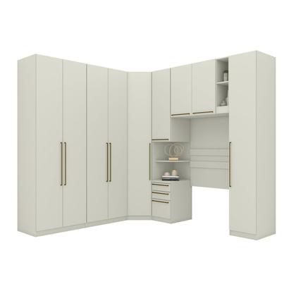 Imagem de Quarto Modulado Solteiro Completo 9 Portas 3 Gavetas Canto Oblíquo Seletto