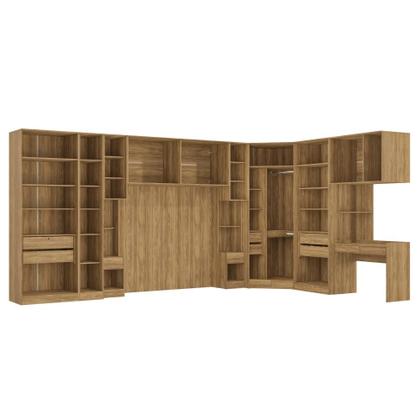 Imagem de Quarto Modular Kappesberg Adapt Nogueira/Azul Profundo 12 Peças 470cm x 290cm