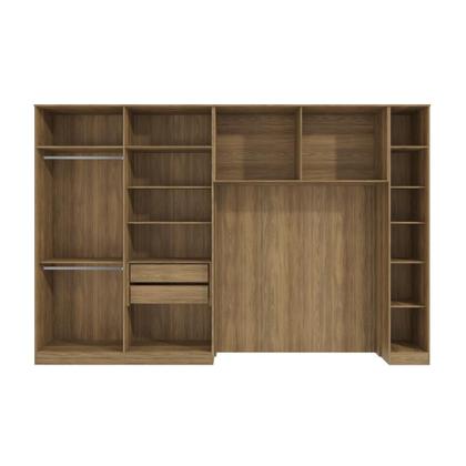 Imagem de Quarto Modular Kappesberg Adapt Nogueira/Azul Profundo 4 peças 376cm