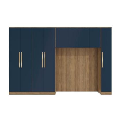 Imagem de Quarto Modular Kappesberg Adapt Nogueira/azul Profundo 4 Peças 376cm