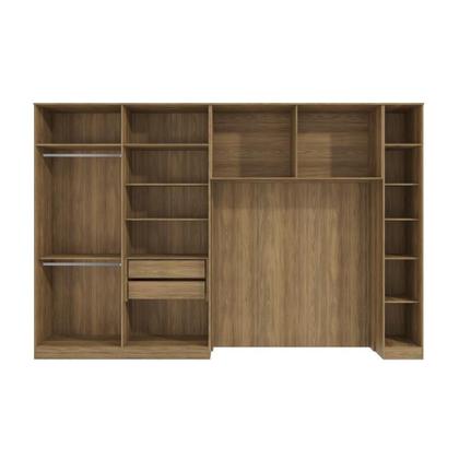 Imagem de Quarto Modular Kappesberg Adapt Nogueira/azul Profundo 4 Peças 376cm