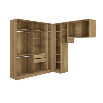 Imagem de Quarto Modular Kappesberg Adapt Nogueira/Azul Profundo 6 Peças 246cm x 241cm