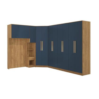Imagem de Quarto Modular Kappesberg Adapt Nogueira/Azul Profundo 6 Peças 246cm x 341cm