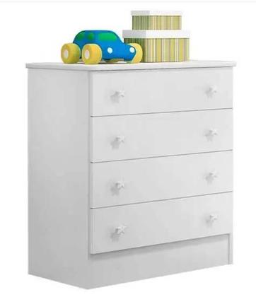 Imagem de Quarto Para Bebê com Guarda Roupa e Cômoda Doce Sonho Branco - Qmovi