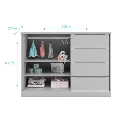Imagem de Quarto Para Bebê com Guarda Roupa e Cômoda Perola MDF