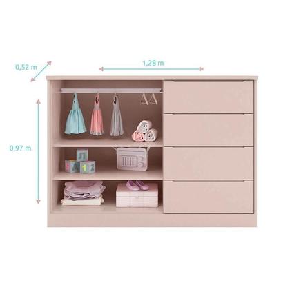 Imagem de Quarto Para Bebê com Guarda Roupa e Cômoda Perola MDF
