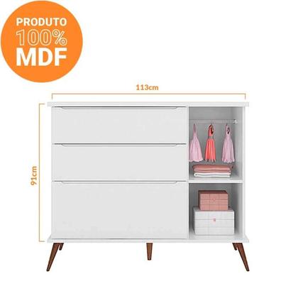 Imagem de Quarto Para Bebê Completo Melinda com Roupeiro Cômoda e Berço Branco