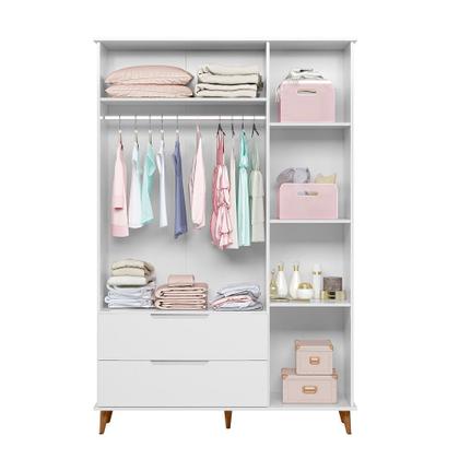 Imagem de Quarto Retrô Infantil Completo Melinda Branco  Guarda-Roupa, Cômoda com Porta e Berço Ana 3 em 1  Mobili
