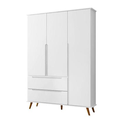 Imagem de Quarto Retrô Infantil Completo Melinda Branco  Guarda-Roupa, Cômoda com Porta e Berço Ana 3 em 1  Mobili
