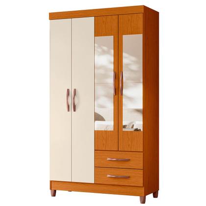 Imagem de Quarto Solteiro Completo Guarda Roupa Âmbar 4 portas com Espelho Cômoda Esmeralda