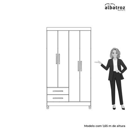 Imagem de Quarto Solteiro Completo Guarda Roupa Âmbar 4 portas com Espelho Cômoda Turquesa