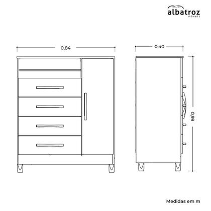 Imagem de Quarto Solteiro Completo Guarda Roupa Âmbar 6 portas com Espelho Cômoda Turquesa