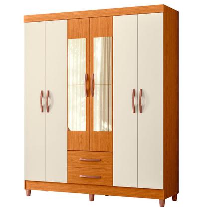 Imagem de Quarto Solteiro Completo Guarda Roupa Âmbar 6 portas com Espelho Cômoda Turquesa