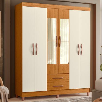 Imagem de Quarto Solteiro Completo Guarda Roupa Âmbar 6 portas com Espelho Cômoda Turquesa