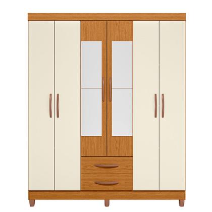 Imagem de Quarto Solteiro Completo Guarda Roupa Âmbar 6 portas com Espelho Cômoda Turquesa