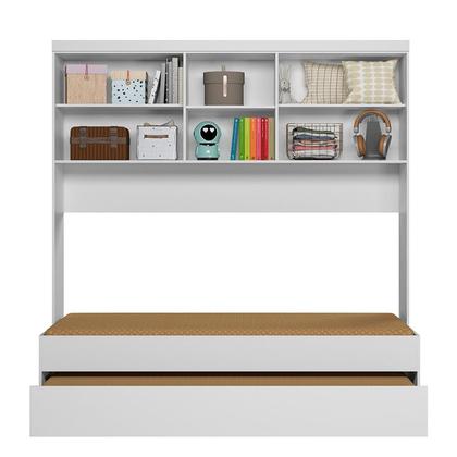 Imagem de Quarto Solteiro Guarda Roupa 4 Portas Com Bicama Sem Colchão Cor Branco