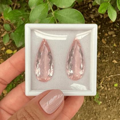 Imagem de Quartzo Rosa Gota Par 33,90ct