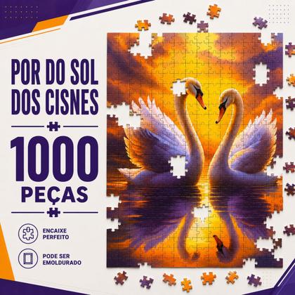Imagem de Quebra Cabeça 1000 Peças Cisnes Por do Sol - Castela