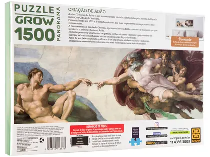 Quebra-cabeça 1500 Peças Panorama Criação de Adão - Grow - Livros
