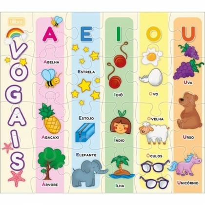 Imagem de Quebra-cabeça 24 Peças Pedagógico - Cores, Numeros e Vogais - Sortido Tilibra