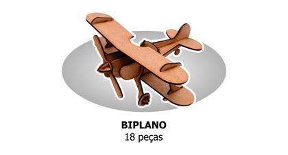 Imagem de Quebra Cabeça 3D Aviões Biplano em Madeira - 18 Peças