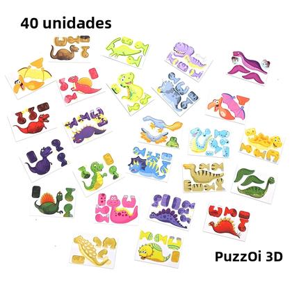 Imagem de Quebra-Cabeça 3D De Dinossauro Para Crianças 40 Peças DIY Modelo De Animal De Papel Em Estilos