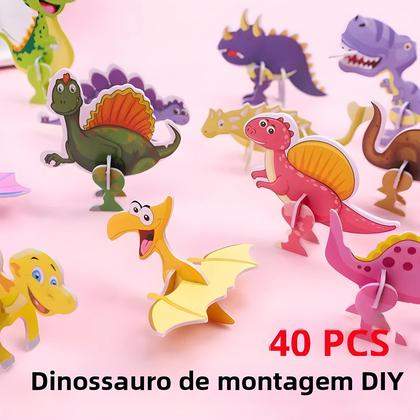 Imagem de Quebra-Cabeça 3D De Dinossauro Para Crianças 40 Peças DIY Modelo De Animal De Papel Em Estilos