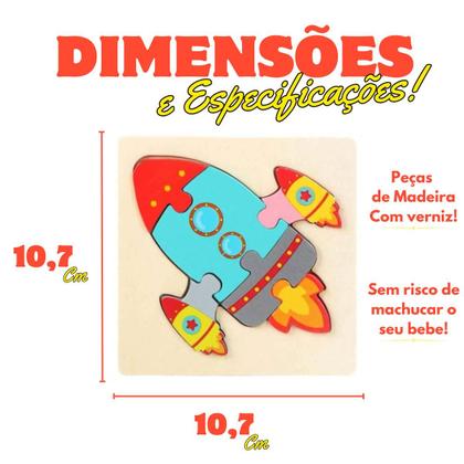 Imagem de Quebra Cabeça 3D Infantil Brinquedo Educativo 6 Animais Sortidos