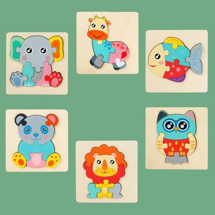 Imagem de Quebra Cabeça 3D Infantil Brinquedo Educativo 6 Animais Sortidos