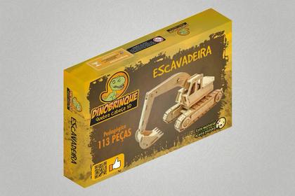 Imagem de Quebra-Cabeça 3D  TRATOR ESCAVADEIRA 113 peças em MDF - DINOBRINQUE