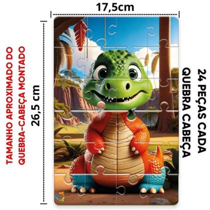 Imagem de Quebra-Cabeça 96 peças 4 em 1 Dino Mix - Pais e Filhos
