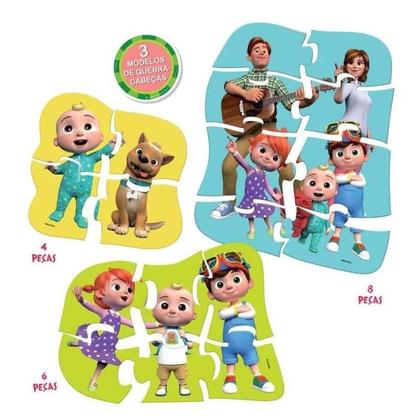 Imagem de Quebra Cabeça Ache Encaixe 4, 6 E 8 Peças Cocomelon Elka