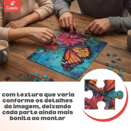 Imagem de Quebra Cabeça Borboletas e Flores 1000 Peças Puzzle Premium Textura Sedosa - Castela