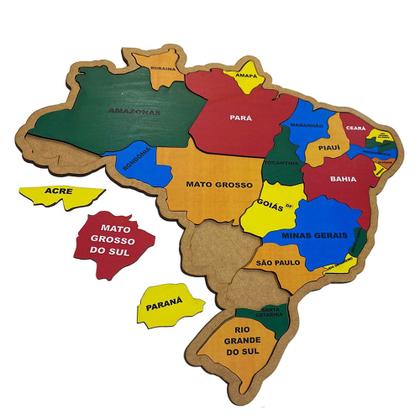 Imagem de Quebra-Cabeça Brasil Mapa Estados Madeira
