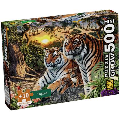 Imagem de Quebra cabeça com 500 peças grow tigres puzzle colorido