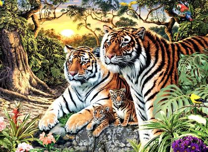 Imagem de Quebra cabeça com 500 peças grow tigres puzzle colorido