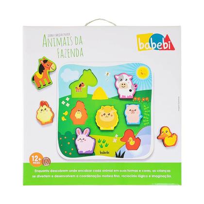 Imagem de Quebra Cabeça De Encaixe Animais Da Fazenda Babebi Madeira