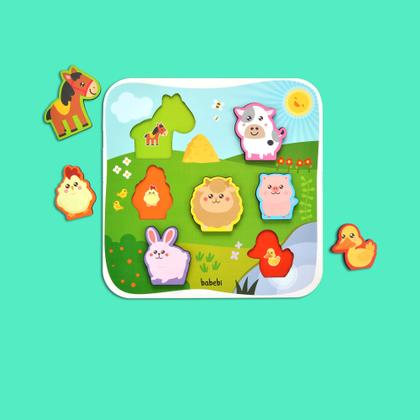 Imagem de Quebra Cabeça De Encaixe Animais Da Fazenda Babebi Madeira