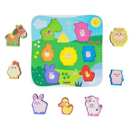 Imagem de Quebra Cabeça De Encaixe Animais Da Fazenda Babebi Madeira