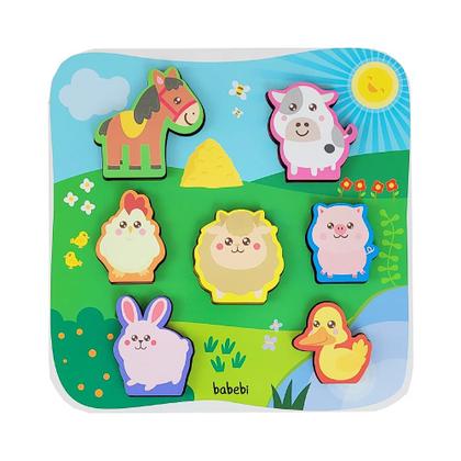 Imagem de Quebra Cabeça De Encaixe Animais Da Fazenda Babebi Madeira