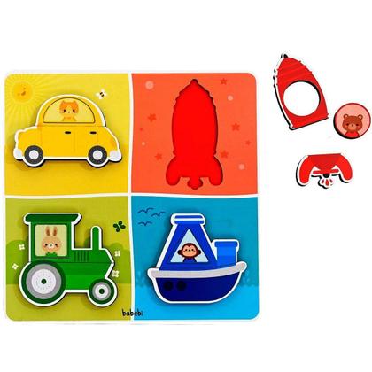 Imagem de Quebra-Cabeça de Encaixe de Transportes, Cores e Formas