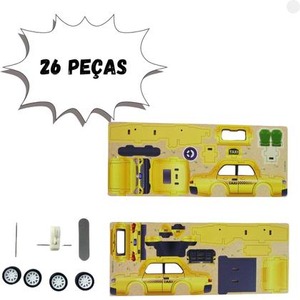 Imagem de Quebra Cabeça de Madeira 3D Mini Veículo Táxi - Dm Toys